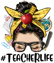 Load image into Gallery viewer, Afro TeacherLife Messy Bun Graphic T. Male or Female Customization